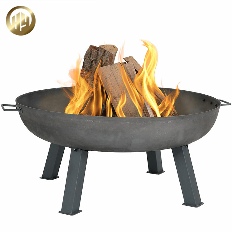 Powder Coating Metal Round Wood Burning Simple Fire Bowl Pit With Feet