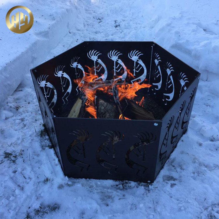 Laser Cut Pattern Square Metal Simple Wood Burning Heating Fire Pit