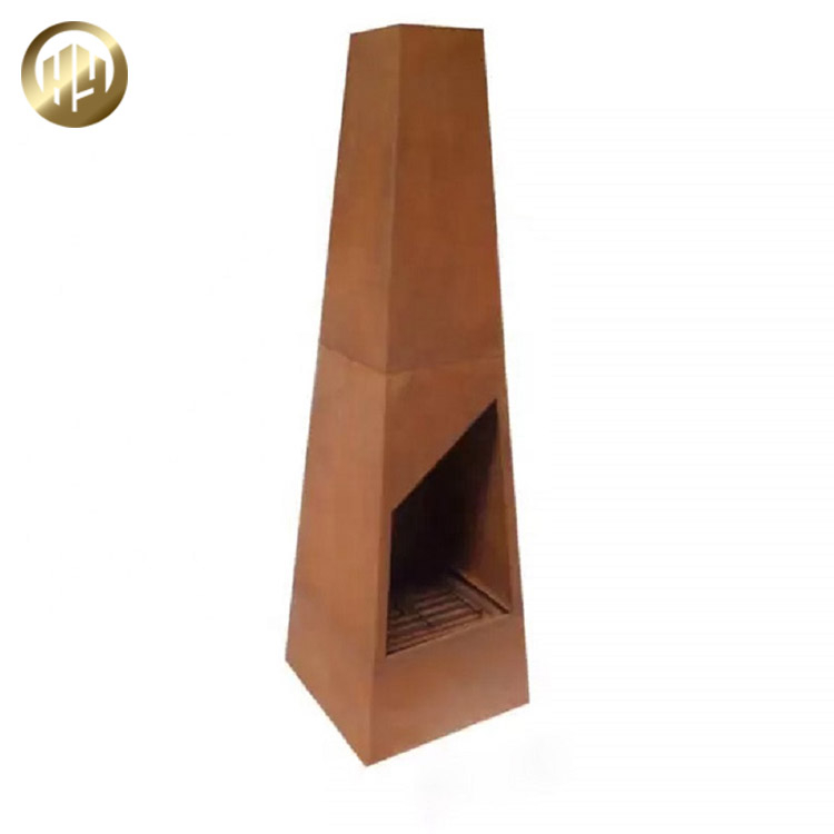 Corten Steel Stand Metal Wood Burning Simple Fire Pit Heater