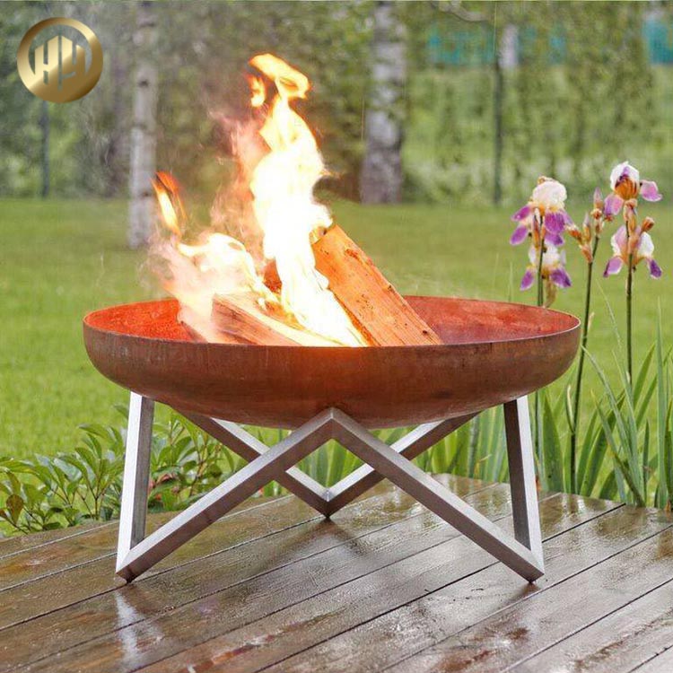 Factory Supply Round Fire Bowl Pit Metal Decoration Heater With Base Feet