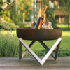 Corten Steel Fire Pit With Stainless Frame Barbecue Metal Decoration Heater