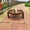 Corten Steel Round Rusty Wood Burning Heater Outdoor Barbecue Fire Pit