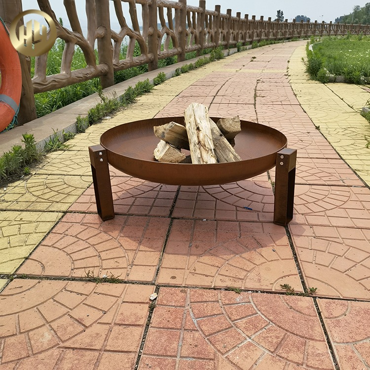 Corten Steel Round Rusty Wood Burning Heater Outdoor Barbecue Fire Pit
