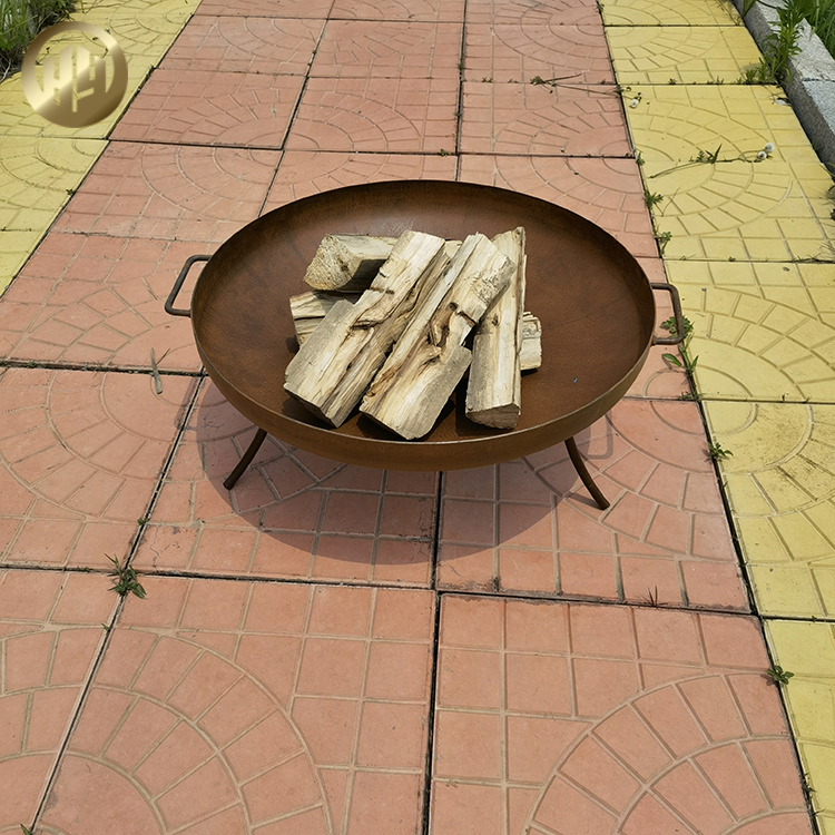 Rusty Corten Steel Round Fire Pit Outdoor Barbecue Wood Burning Heater