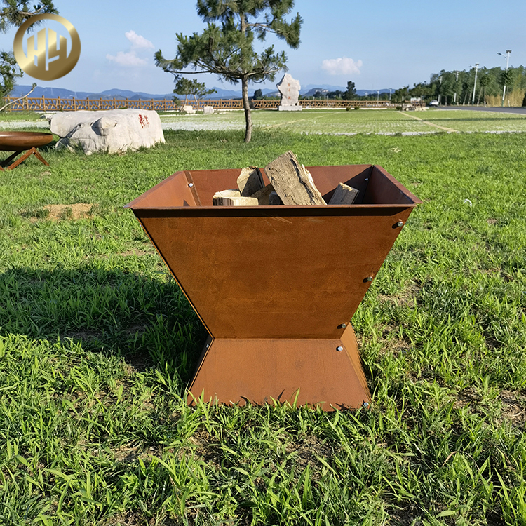 Factory Supply Rectgular Metal Heater Rusty Barbecue Corten Steel Fire Pit