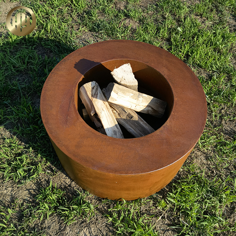 Rust Color Round Corten Steel Wood Burning Heater Metal Garden Fire Pit
