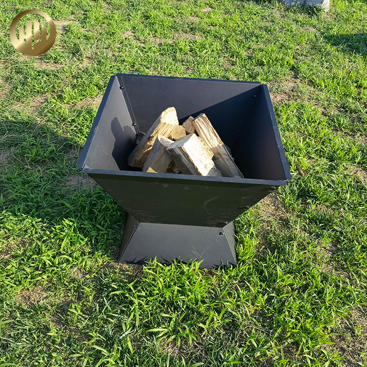 Corten Steel Rectgular Ornaments Heater Black Metal Wood Burning Fire Pit