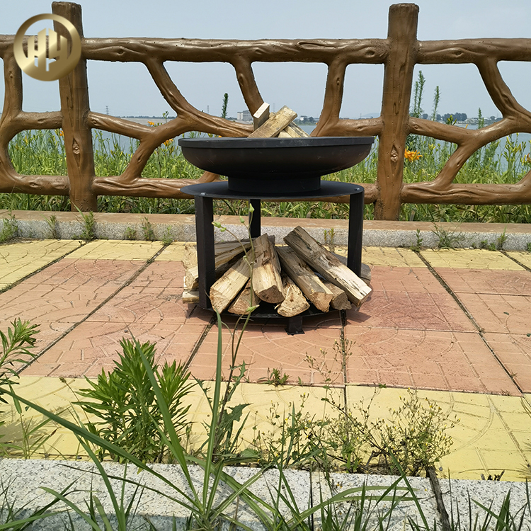 Factory Supply Corten Steel Round Outdoor Barbecue Fire Pit With Wood Storage