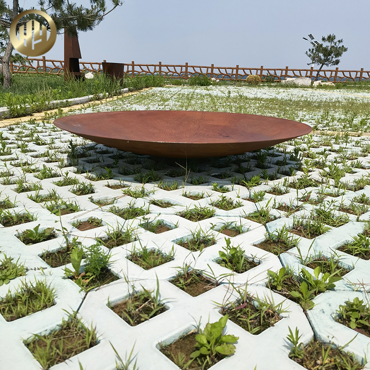 Simple Design Rust Color Round Fire Pit Outdoor Barbecue Wood Burning Heater