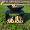 Morden Design Outdoor Barbecue Black Corten Steel Fire Pit With Wood Storage