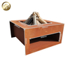 Medium Corten Steel Rusty Room Warming Heater Rectangular Flat Metal Fire Pit