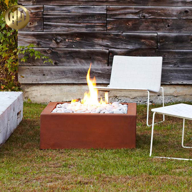 Corten Steel Garden Decoration Heater Rectangular Assembly Metal Fire Pit