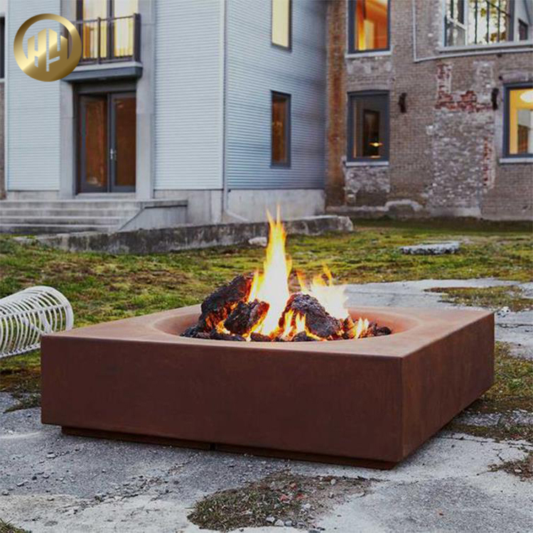 Garden Lamdscape Corten Steel Metal Decoration Rectangular Fire Pit