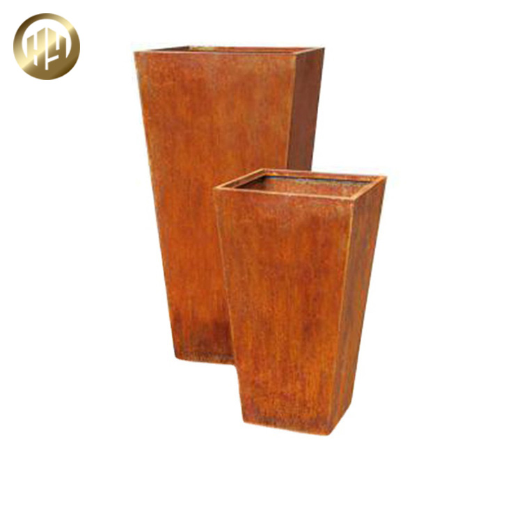 Medium Corten Steel Metal Tapered High Quality Decoration Flower Planter