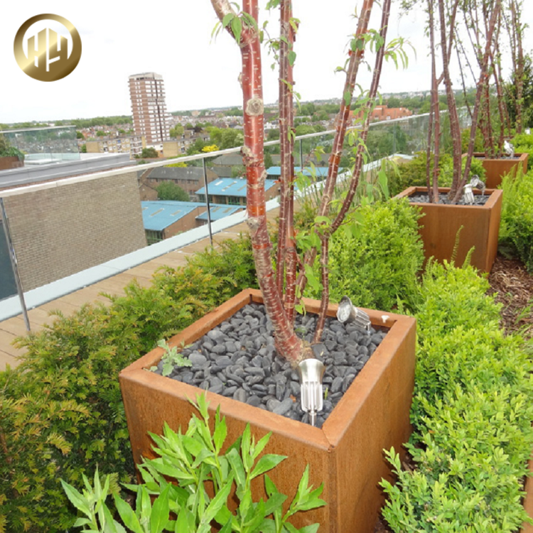 Courtyard Landscape Corten Steel Metal Rusty Durable Flower Planter Pot