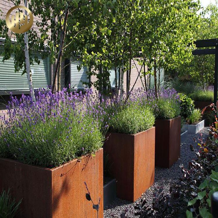 High Quality Sqaure Garden Flower Planter Metal Decoration Nursery Box