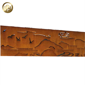 Corten Steel Metal Rusty Ornaments Horizontal Hanging Screen Panel