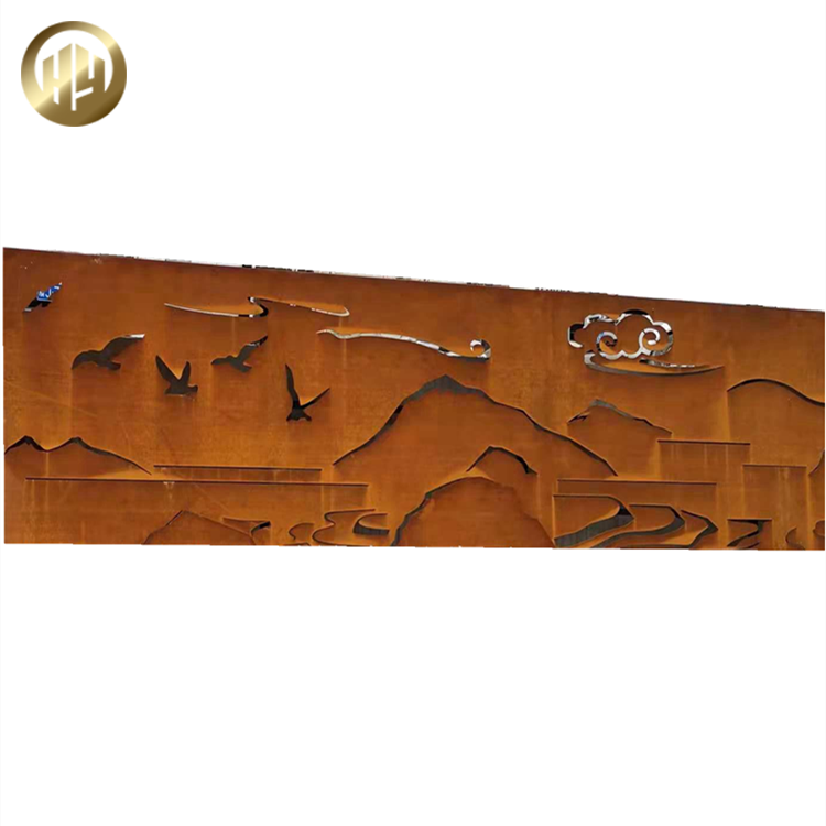 Tree Pattern Corten Steel Rusty Metal Laser Cut Rusty Decoration Screen