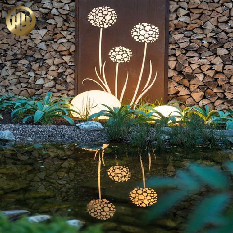 Distinctive Corten Steel LED Lighting Rectangular Decoration Metal Screen
