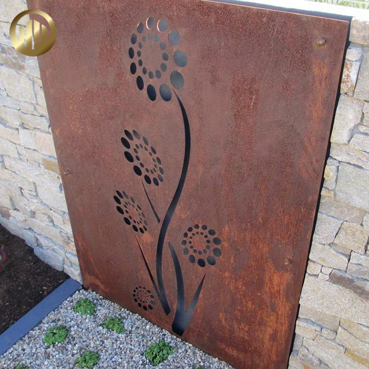 Wholesale Custom Size Corten Steel Rectangular Divided Metal Panel Screen
