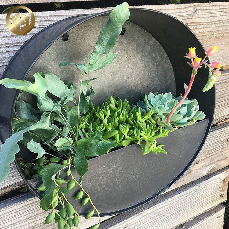 Round Metal Wall Hanging Simple Decoration Flower Planter