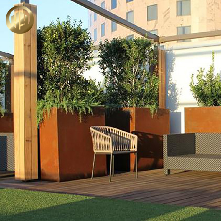 Flat Metal Rectangular Corten Steel Rusty Treatment Decoration Nursery Planter