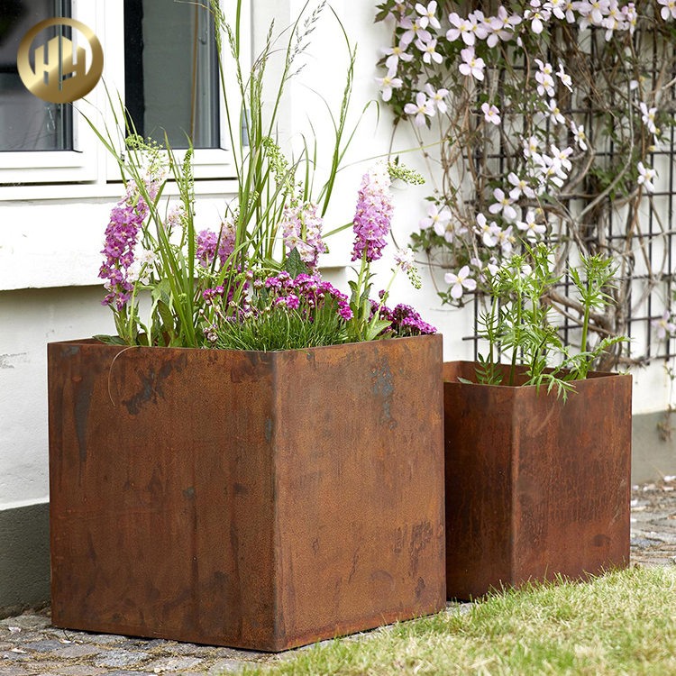 High Quality Meal Rusty Treatment Square Design Practical Planter