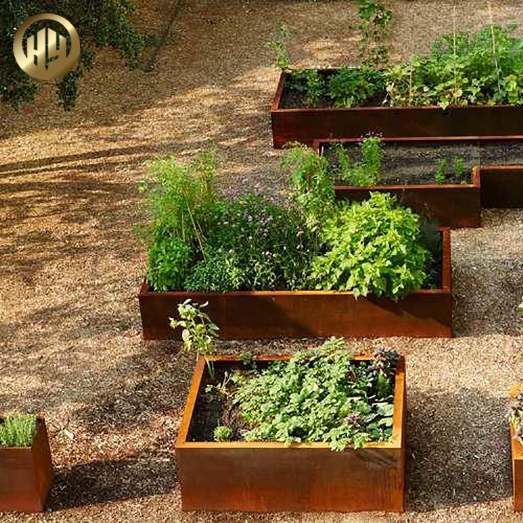 Square Corten Steel Rusty Decoration Practical Plants Nursery Metal Planter