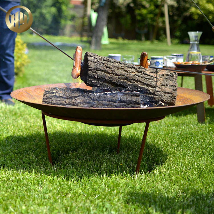 Wholesale Rusty Metal Flat Corten Steel Round Fire Pit Barbecue Heater