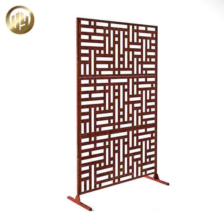 Single Corten Steel Rusty Modern Pattern Stand Metal Decoration Screen