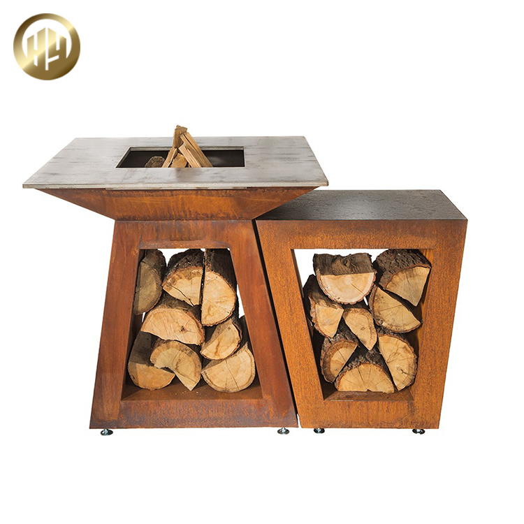 Courtyard Practical Metal Decoration Corten Steel Fire Pit Barbecue Heater
