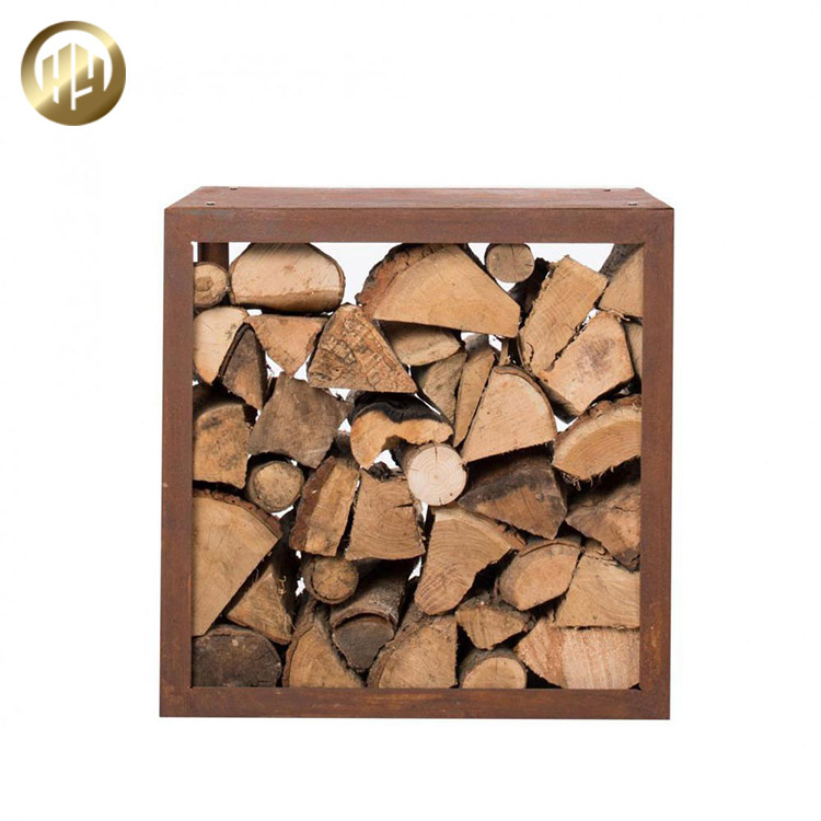 Assembly Corten Steel Rusty Metal Decoration Practical Wood Storage