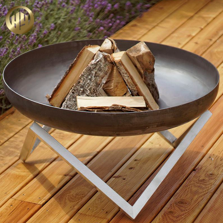 Factory Supply Round Fire Pit With Feet Powder Coating Metal Heater