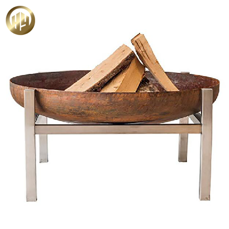 Medium Corten Steel Round Heating Fire Pit Decoration Metal Heater