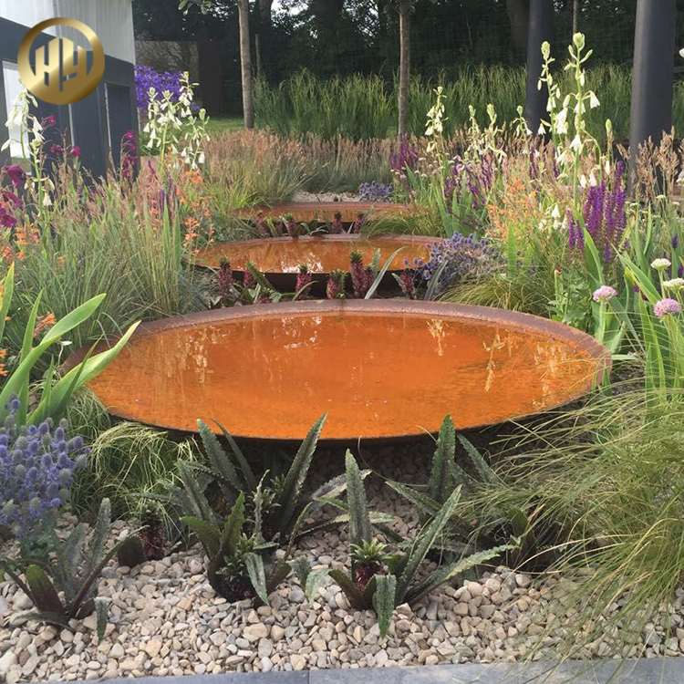 Round Decoration Corten Steel Metal Heater Practical Rusty Fire Bowl Pit