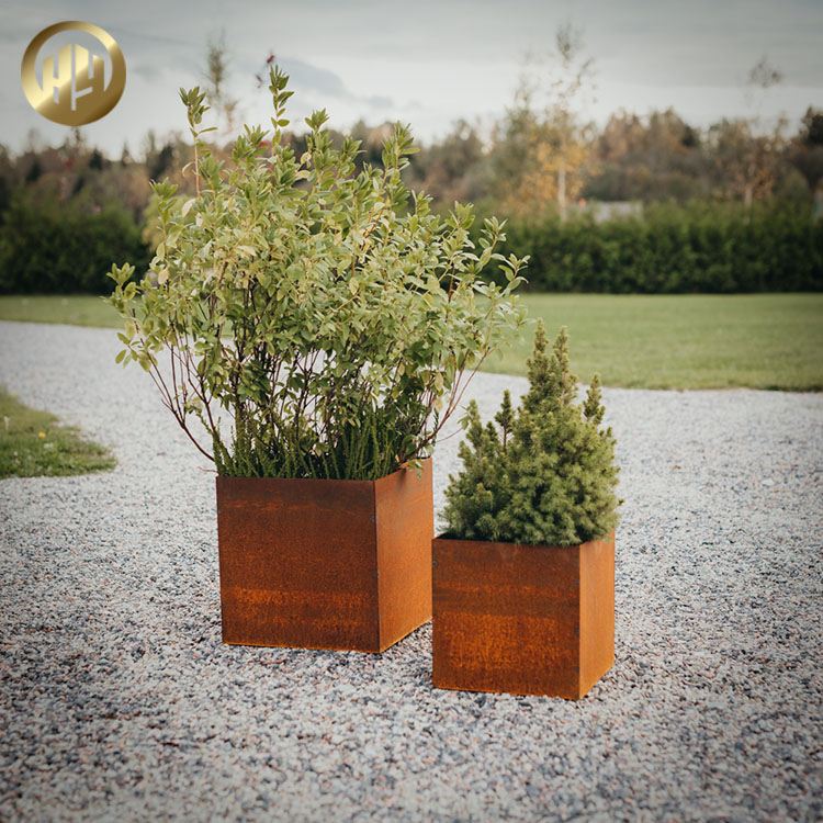 Corten Steel Rusty Metal Square Rusty Simple Planter Plantador Nursery