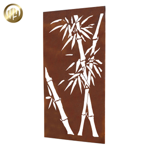 Plants Pattern Metal Rectangular Corten Steel Rusty Decoration Screen