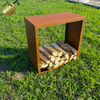 Simple Design Corten Steel Rust Color Outdoor Barbecue Wood Storage