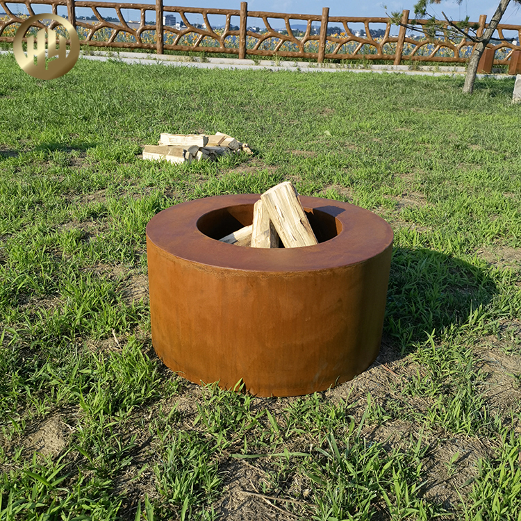 Rust Color Round Corten Steel Wood Burning Heater Metal Garden Fire Pit