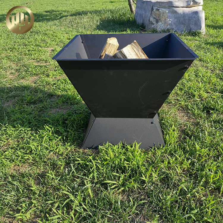 Corten Steel Rectgular Ornaments Heater Black Metal Wood Burning Fire Pit