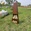 Morden Design Pyramid Rust Color Corten Steel Fire Pit With Wood Storage