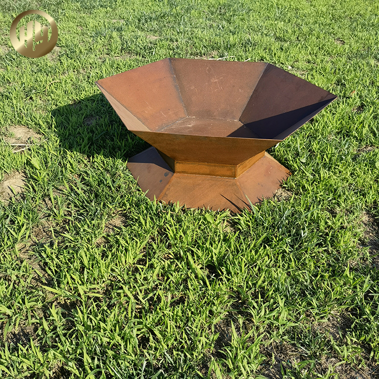 Morden Design Rusty Hexagon Outdoor Barbecue Heater Corten Steel Fire Pit