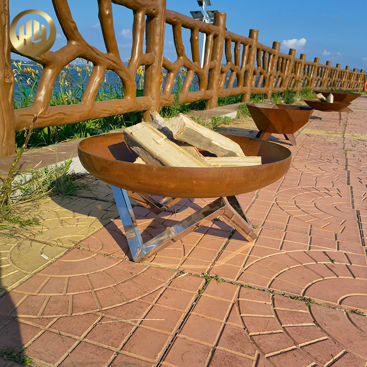 High Quality Corten Steel Rusty Round Heater Wood Burning Fire Pit 