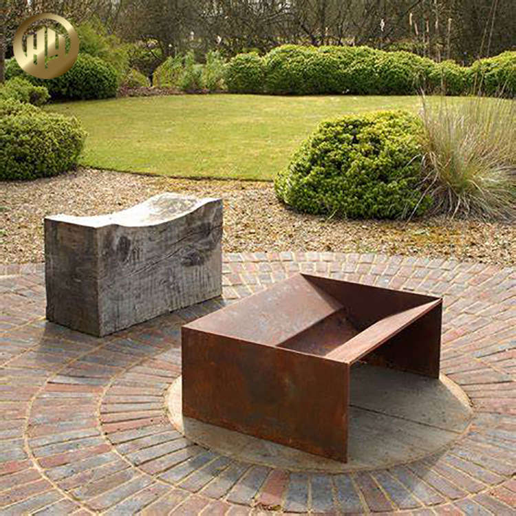 High Quality Corten Steel Rectangular Decoration Metal Fire Pit