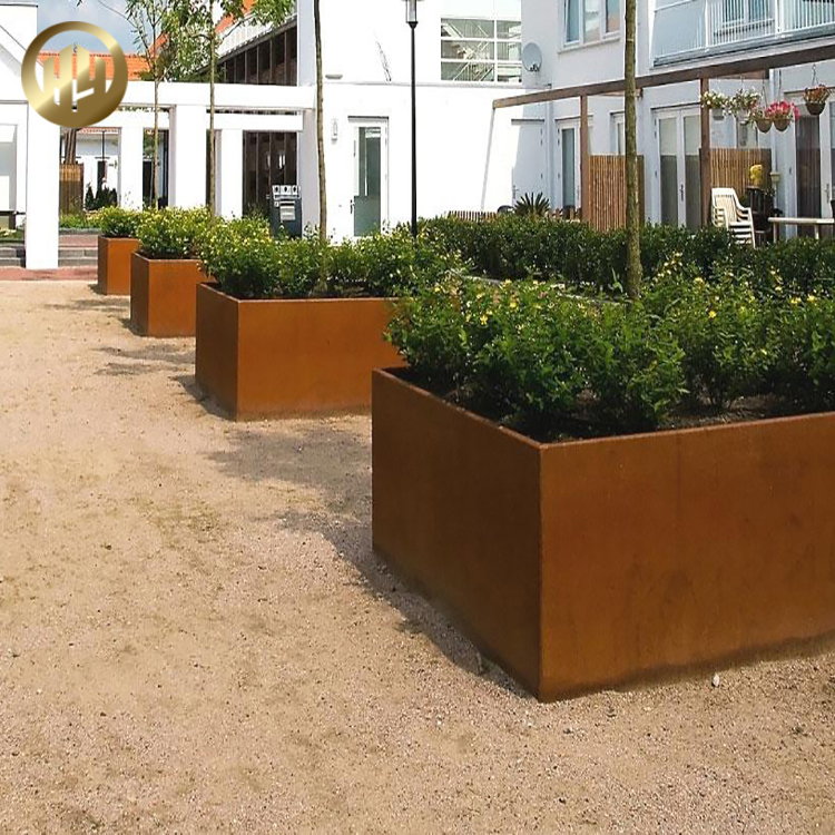 Factory Price Courtyard Corten Steel Metal Decoration Rectangular Planter