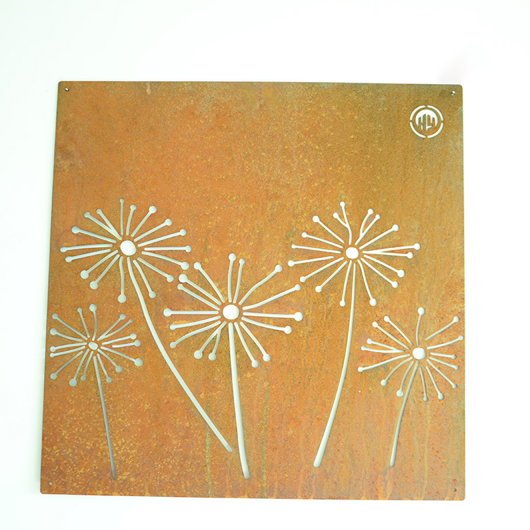 Square Shape Corten Steel Metal Custom Pattern Hanging Screen Panel