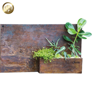 Rectangular Corten Steel Wall Decoration Flower Planter Metal Ornaments