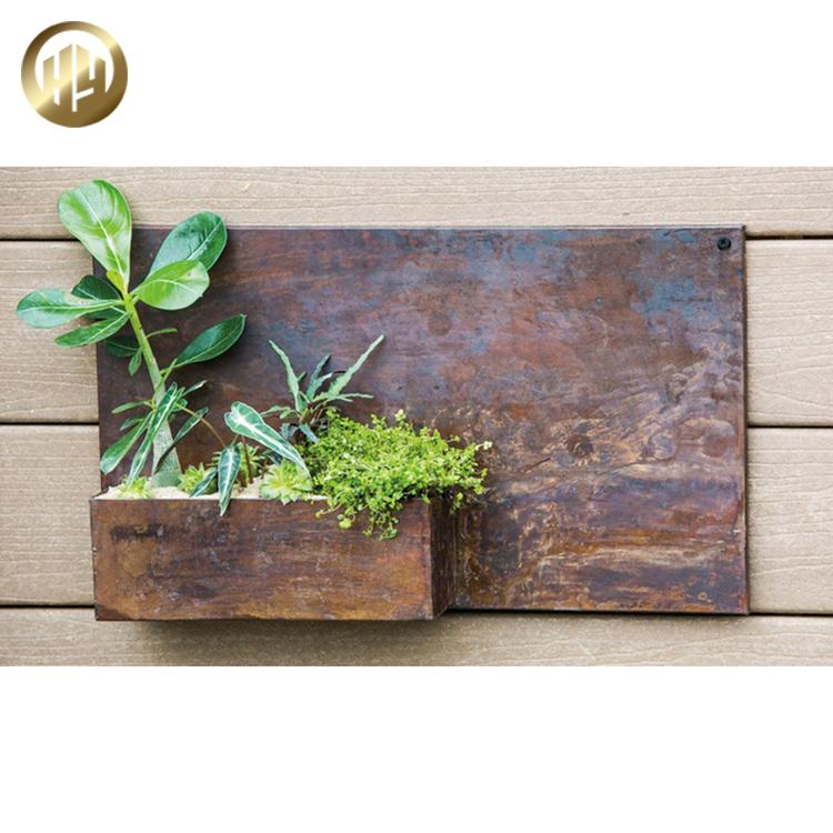 Modern Small Corten Steel Rusty Metal Decoration Wall Hanging Planter