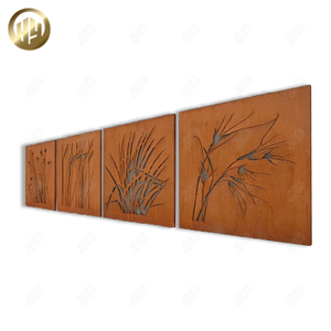 Combination Plants Pattern Square Metal Panel Corten Steel Decoration Screen
