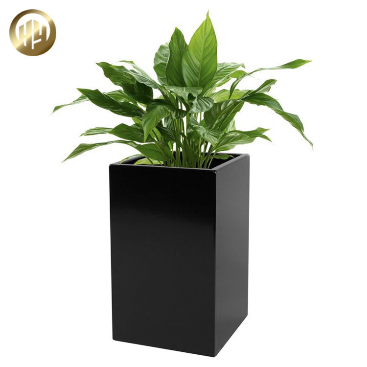 Outdoor Metal Black 2mm Thickness Rectangular Flower Planter